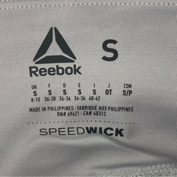 Small Reebok Blue White Geometric Print Speed Wick Athletic Leggings Activewear - Picture 8 of 10